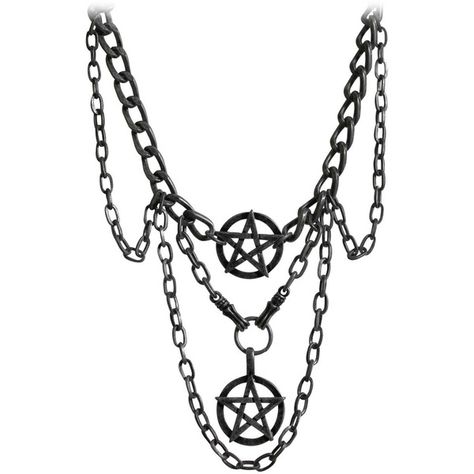 Fad Treasures Double Pentagram Necklace On Burnished Silver Chains (£7.99) ❤ liked on Polyvore featuring jewelry, necklaces, accessories, jewelry - necklaces, chunky silver necklace, silver jewelry, chunky silver jewellery, chunky chain necklaces and goth jewelry Gothic Necklaces, Pentagram Jewelry, Chunky Silver Jewellery, Chunky Silver Necklace, Necklaces Chunky, Pentagram Necklace, Goth Necklace, Chunky Chain Necklaces, Goth Jewelry