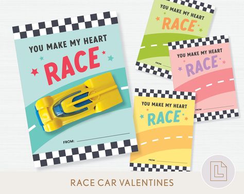 Toy Race Car Printable Valentines | Friends Class Valentine Cards | Gift Tags Printable Download | Party Favor Tags | Valentine Tags Valentines Friends, Valentine Friends, Car Valentine, Class Party Favors, Printable Friends, Car Printable, Classroom Valentine Cards, Valentines Kids, Classmates Gifts