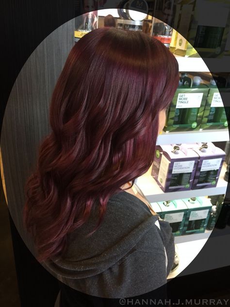 Beautiful, violet-red, garnet hair color finished off with some soft waves. #studiobesalon #hairbyhannahmurray Garnet Red Hair Color, Garnet Hair Color, Garnet Red Hair, Garnet Hair, Hello Hair, Black Red Hair, Red Vines, Woman Hair, Garnet Red