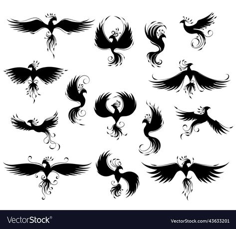 Phoenix Wings Drawing, Phoenix Tattoos For Women, Atrapasueños Tattoo, Phoenix Back Tattoo, Phoenix Vector, Phoenix Drawing, Phoenix Wings, Small Phoenix Tattoos, Vogel Silhouette