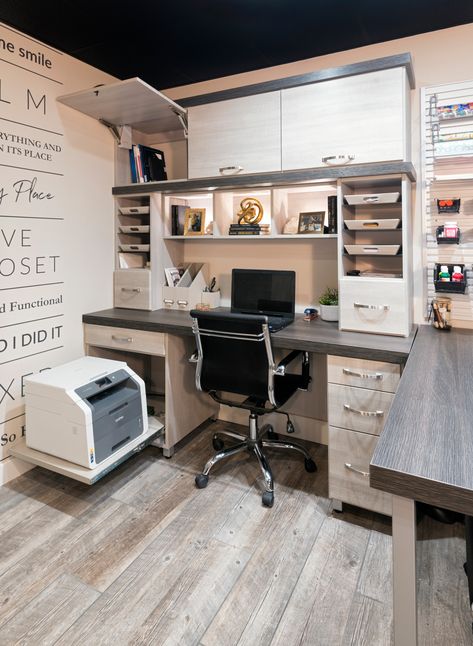 Showroom: 70 Mark Drive, Delmont, PA 15626 - Transitional - Home Office - Other - by Inspired Closets by Tom | Houzz Inspired Closets, Office Wall Colors, Transitional Home Office, Printer Storage, Printer Cabinet, Home Office Library, Contemporary Home Office, Office Renovation, Office Makeover