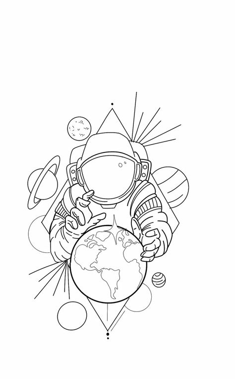 New School Tattoo Stencils, Baseball Drawings, Dc Tattoo, Astronaut Drawing, Earth Tattoo, Astronaut Tattoo, Half Sleeve Tattoos Drawings, Card Tattoo Designs, Tattoo Outline Drawing