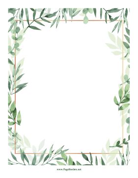 Elegant and pretty, this printable nature border features a soft framing of verdant leaves. Free to download and print. Plants Border Design Drawing, Nature Related Border Design, Leave Border Design, Printable Border Design Free Frames, Nature Border Design For Project, Nature Border Design Drawing, Leaf Border Design For Project, Agriculture Background Design, Border Designs For Projects Printable