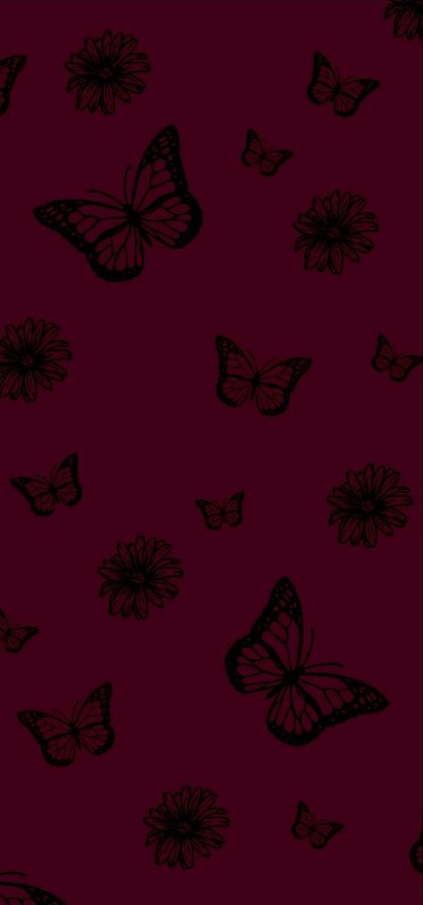 Dark Red Lockscreen Aesthetic, Red Butterfly Background, Aesthetic Burgundy Wallpaper, Burgundy Wallpaper Aesthetic, Red Butterfly Wallpaper, Burgundy Butterfly, Burgundy Wallpaper, Cool Wallpapers For Your Phone, Red And Black Wallpaper