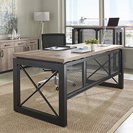 Office Desk Furniture, Grey Office Desk, Offices Ideas, Contemporary Home Offices, Loft Cafe, Small Office Table, Living Room Office Desk, Contemporary Office Desk, Small Office Design Interior