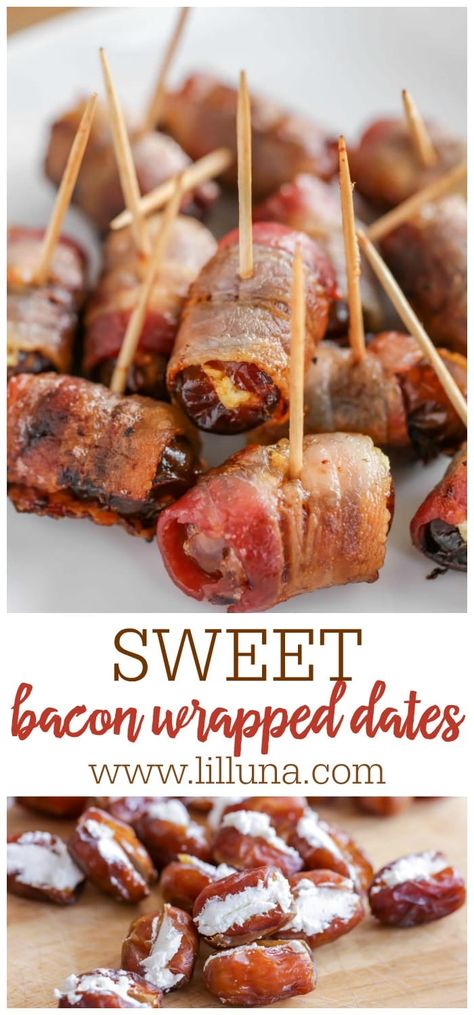 Sweet and savory bacon wrapped dates make a tasty appetizer. The contrasting flavors combine for the perfect bite! #baconwrappeddates #bacon #appetizer #bites Maple Chili, Bacon Wrapped Cheese, Wrapped Dates, Real Food Snacks, Stuffed Dates, Bacon Wrapped Dates, Easy Bacon, Best Bacon, Date Recipes