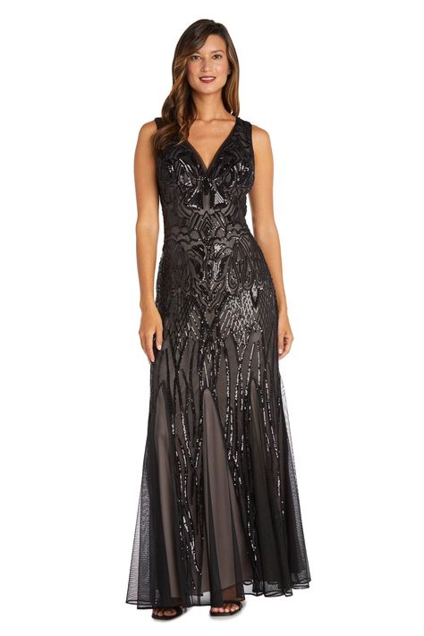 R&M Richards - Beaded Godet Evening Gown Sequin Long Dress, Godet Dress, Beaded Dress Long, Godet Skirt, Long Sequin Dress, Full Length Gowns, Formal Dresses Gowns, Beaded Gown, Women Formals