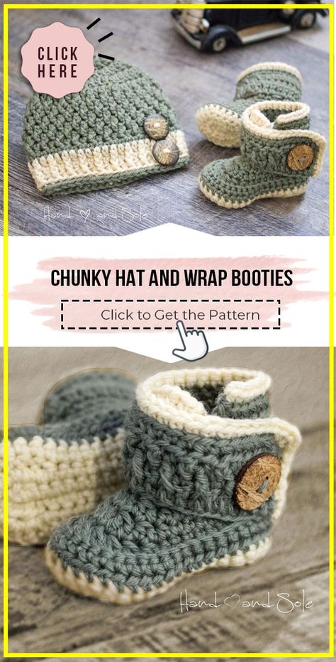 Crochet Baby Chunky Hat, Crochet Baby Boy Booties Free Pattern, Baby Hat And Booties Crochet Pattern, Baby Boy Hats Crochet, Baby Shoes Crochet Free Pattern, Baby Booties Crochet Pattern Free, Crochet For Baby Boy, Crochet Booties Free Pattern, Crochet Chunky Hat