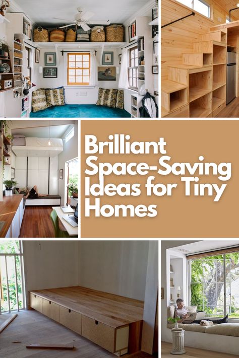 Maximize every inch of your tiny home with these 18 clever space-saving ideas! From folding stairs with storage to retractable beds and modular walls, these tips will help you create a cozy yet functional living space. Explore innovative solutions like magnetic spice jars, corner floating shelves, and hidden pull-out beds to keep your home stylish and organized. Perfect for anyone looking to make the most of their compact living area without compromising comfort or design! Tiny House Furniture Compact Living, Furniture For Tiny Homes, Pull Out Bed Ideas Space Saving, Stairs For Tight Spaces, Tiny House Stairs Ideas, Outdoor Living Small Spaces, Stairs With Storage, Unique Tiny Home, Small Rustic Bathroom Ideas