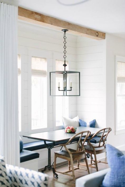 Is Shiplap a fad? To add or not to add in kitchen banquette Ditch The Dining Room, Seating In Kitchen, Breakfast Nook Table, Banquette Seating In Kitchen, Nook Table, Kitchen Breakfast Nooks, Kitchen Banquette, Kitchen Seating, Banquette Seating