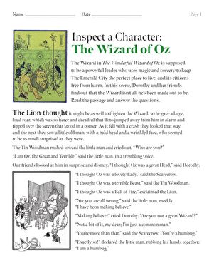 The Wizard in The Wizard of Oz | Worksheet | Education.com Wonderful Wizard Of Oz, Family Book, The Wonderful Wizard Of Oz, Novel Study, Family Books, The Wizard Of Oz, Unit Study, Novel Studies, The Wizard