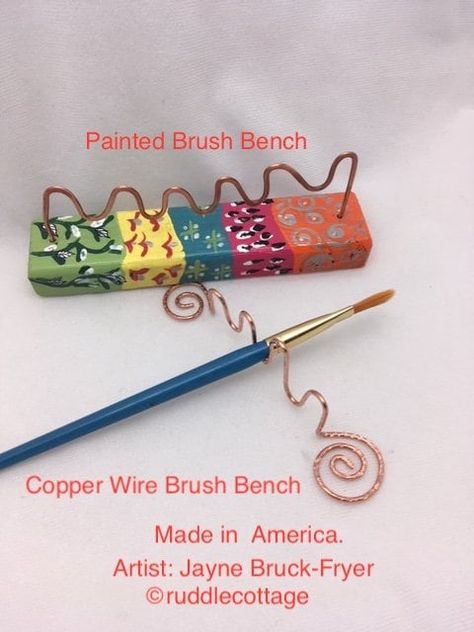 Mini Sculptures, Painted Brush, Paint Brush Holder, Supply Organization, Wire Jig, Brush Rest, Space Organization, Paint Brush Holders, Copper Gifts