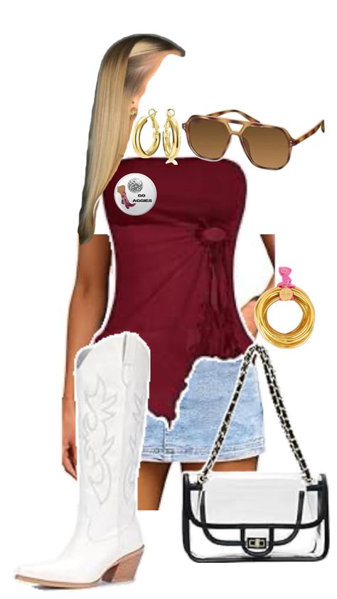 Usc Gameday Outfit, Aggie Gameday Outfit, Fsu Gameday Outfit, Fsu Gameday, Rush Week Outfits, Chic Black Outfits, College Gameday Outfits, Gameday Outfits, College Fits