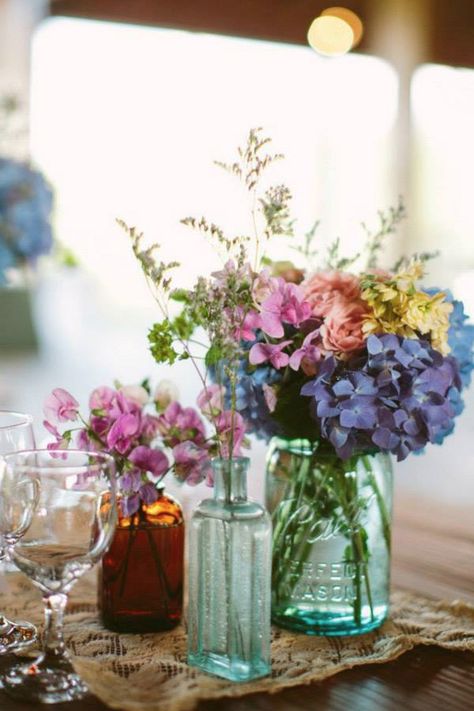 Wedding Smile, Vintage Bottles, Wildflower Wedding, Deco Floral, Table Flowers, Virginia Weddings, Flowers Photography, Wedding Centerpieces, Style Me Pretty