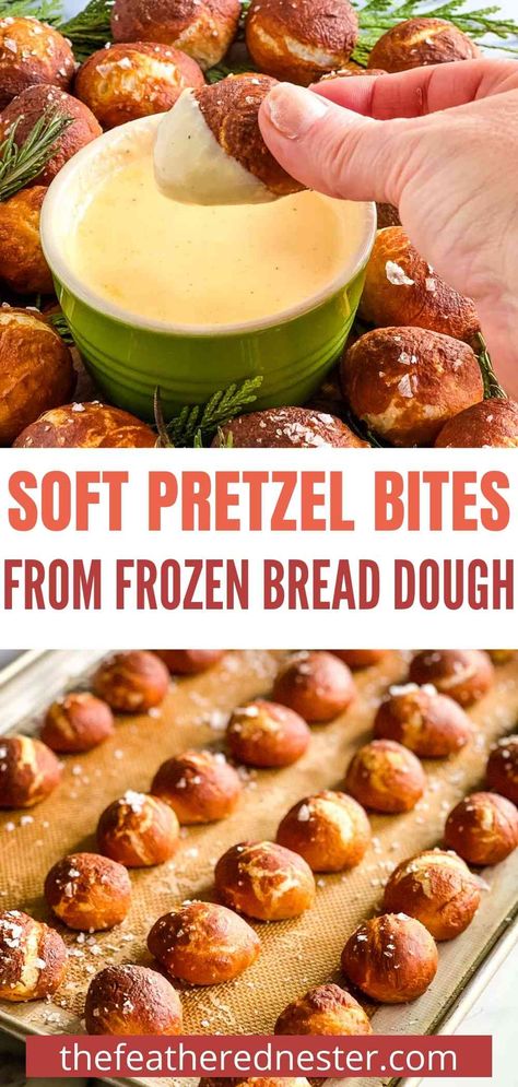 Rhodes Rolls Soft Pretzels, What To Serve With Pretzel Bites, Pretzels With Rhodes Rolls, Pretzel Bites Appetizer, Rhodes Rolls Pretzel Bites, Rhodes Pretzel Bites, Easy Pretzel Bites From Biscuits, Pretzels From Frozen Bread Dough, Soft Pretzels With Pizza Dough