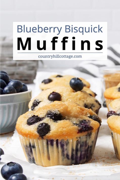 Bus Quick Blueberry Muffins, Muffins With Bisquick, Bisquick Desserts, Bisquick Blueberry Muffins, Quick Blueberry Muffins, Bisquick Muffins, Moist Blueberry Muffins, Blueberry Recipe, Blueberry Muffin Recipe Easy