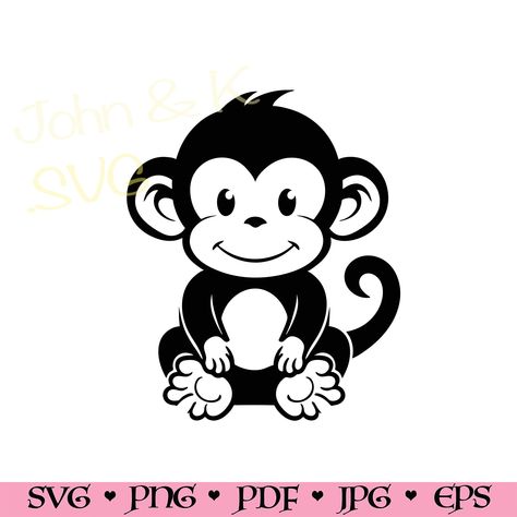 Monkey Silhouette, Adorable Monkeys, Playful Nursery, Monkey Svg, Monkey Baby, Invitations Design, Monkey Design, Cute Monkey, Baby Monkey