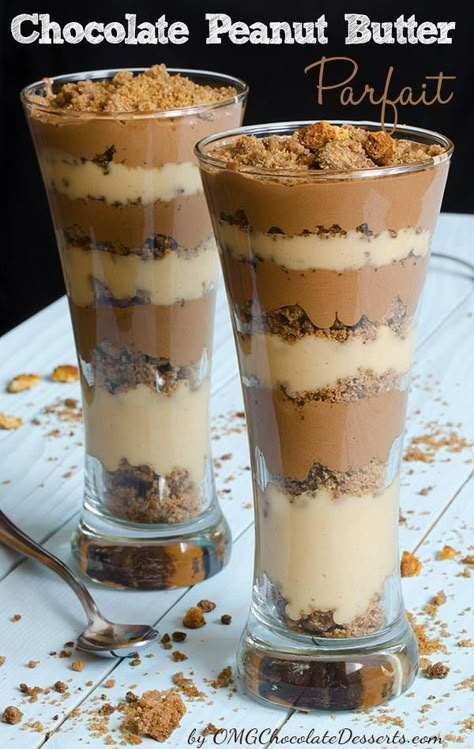 Chocolate Peanut Butter Parfait Peanut Butter Parfait, Chocolate Parfait, Dessert Sushi, Chocolate Crumbs, Parfait Desserts, Peanut Butter Mousse, Parfait Recipes, Peanut Butter Desserts, Cream Cakes