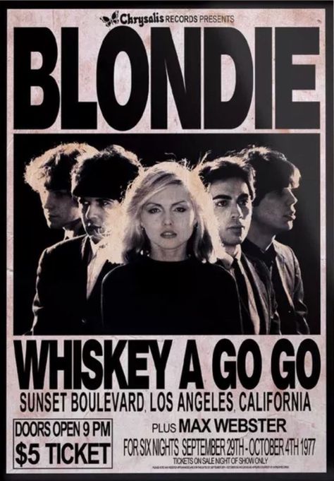 Punk Rock Posters, Whiskey A Go Go, Blondie Poster, Concert Poster Art, Rock Band Posters, Music Concert Posters, Vintage Music Posters, The Cardigans, Vintage Poster Design