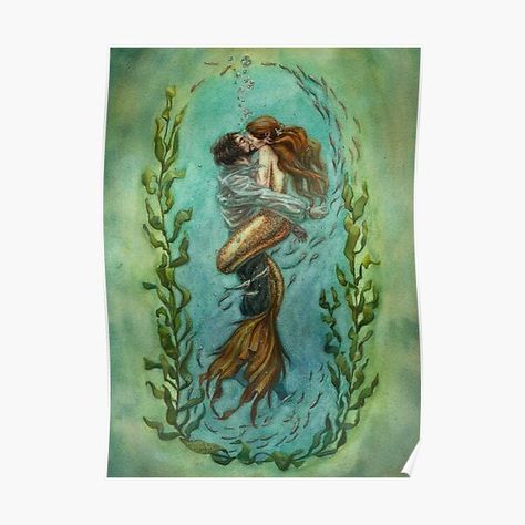 The Little Mermaid rescues her prince. / Watercolour, gouache and ink on watercolour paper. / www.belindaillustrates.com • Millions of unique designs by independent artists. Find your thing. Two Mermaids, Mermaid Artwork, Fantasy Mermaids, Siren Mermaid, Mermaid Fairy, Mermaid Drawings, Mermaid Pictures, Mermaid Tattoos, Mermaid Dreams