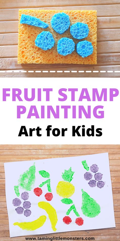 Fruit Kindergarten Activities, Food Themed Art Projects For Kids, Healthy Eating Crafts For Toddlers, Healthy Eating Activities For Kids, Healthy Eating Activities, Nutrition Art, Fruit Stamp, Healthy Food Activities, Healthy Food Art