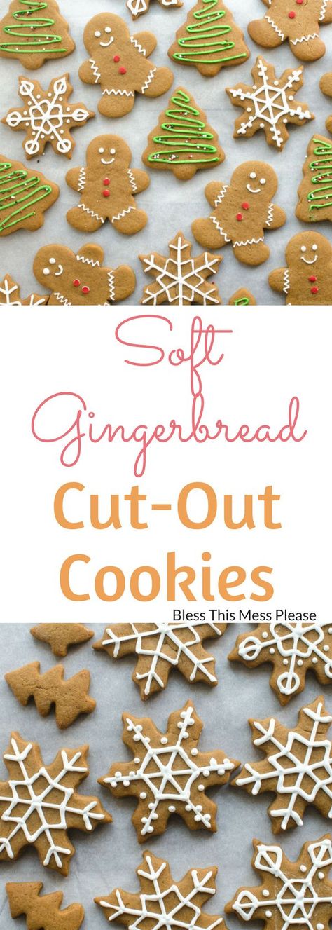 Soft Gingerbread Cut-Out Cookies ~ These soft gingerbread cut-out cookies are sweet, soft, and lightly spiced. They will quickly become a family favorite for the holidays! Best Gingerbread Cookies, Soft Gingerbread, Soft Gingerbread Cookies, Ginger Bread Cookies Recipe, Xmas Cookies, Christmas Cooking, Cut Out Cookies, Christmas Goodies, Noel Christmas