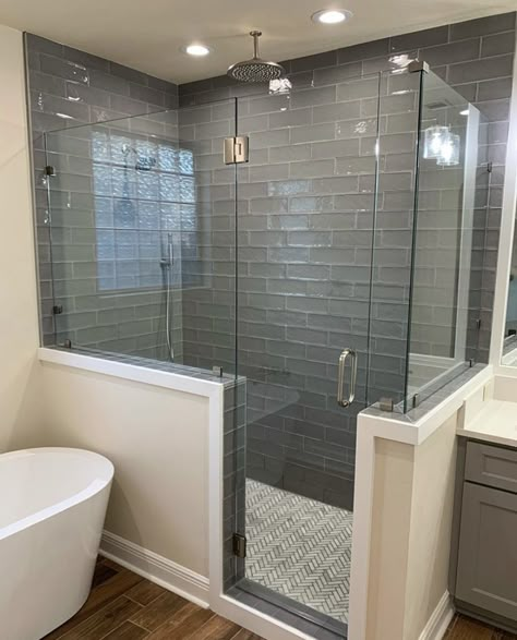 Bathroom With Walk In Shower Layout, Shower Bench Built In, Bathroom Shower Fixtures, Bathroom Windows In Shower, Tub To Shower Conversion, Full Bathroom Remodel, Window In Shower, Bathroom Design Layout, Bathroom Inspiration Modern