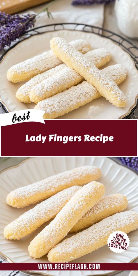 Elevate your dessert dip experience with this delightful Lady Fingers Recipe! These light, fluffy cookies are perfect for dipping into creamy, decadent treats. Whether it’s chocolate, caramel, or fruity dips, these lady fingers will make your dessert spread unforgettable. Ideal for celebrations or cozy evenings with friends! Lady Finger Desserts, Handheld Desserts, Ladyfingers Recipe, Lady Fingers Dessert, Homemade Ladyfingers, Fluffy Cookies, Lady Fingers Recipe, Finger Desserts, Lady Finger Cookies