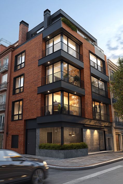 4 Story Apartment Buildings, Exterior Apartment Building, Modern Multifamily Architecture, Apartments Exterior Design, Apartment Exterior Design Modern, Loft Facade, Loft Apartment Exterior, Apartment Complex Exterior, Modern Apartment Building Exterior