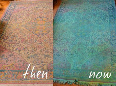 tutorial on over dyeing rug. love this rug before, don't know if i could do it, but i love the over dyed look! Overdyed Rugs Diy, Rug Painting, Rug Diy, Screen Printing Ink, By Any Means Necessary, Overdyed Rug, Diy Carpet, Stair Runner Carpet, Diy Rug