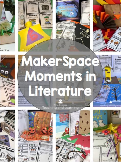 MakerSpace Moments In Literature All Year Bundle Makerspace Elementary Library, Makerspace Elementary, Makerspace Activities, Makerspace Projects, Elementary Librarian, Makerspace Library, Close Reading Activities, Elementary School Library, Kids Reading Books