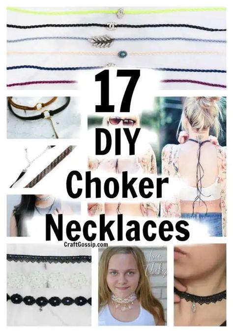 17 DIY 80’s Choker Necklaces Pearl Choker Diy, Leather Choker Diy, Diy Choker Necklace Tutorials, Diy Choker Necklace, Suede Choker Necklace, Diy Necklaces Tutorial, Handmade Jewelry Business, Diy Choker, Crochet Necklace Pattern