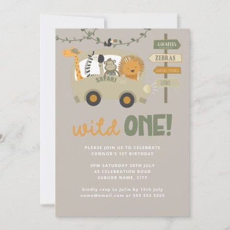 $2.51 | Wild One Safari Animals First Birthday Invitation #wild one, safari invitation, jungle animals, safari animals, jungle invitation, 1st birthday, safari, jungle, safari 1st birthday, zoo birthday 1st Birthday Safari, Jungle Invitations, 91 Birthday, Safari Invitations, 92nd Birthday, Wild One Birthday Invitations, Zoo Birthday, Wild One Birthday, 25th Birthday