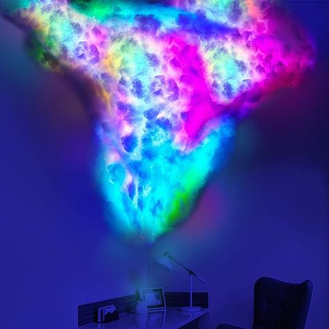 Huquary 3D Thundercloud LED Light Kit Cotton Cloud Music Sync Multicolor Changing Strip Light Atmosphere DIY Creative Thunder Cloud Lamp Wall Ceiling Light for Bedroom Gaming Room Party (1 Pcs, 16 Ft) - Amazon.com Bedroom Gaming Room, Wall Cloud, Bedroom Gaming, Cloud Ceiling, Black Bedroom Design, Cloud Lamp, Diy Clouds, Cotton Clouds, Cloud Lights