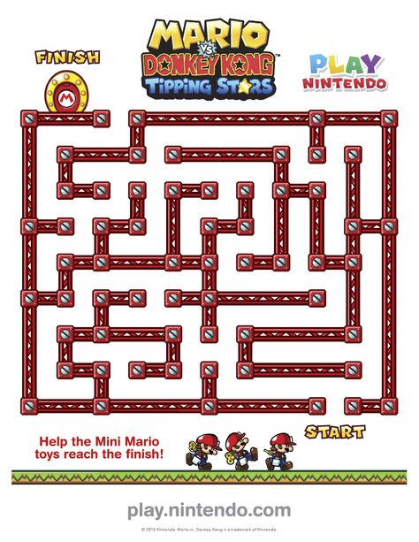 Mario vs. Donkey Kong: Tipping Stars Printable Maze - Play Nintendo. Game Mario Bros, Mini Mario, Super Mario Brothers Birthday, Mario Crafts, Nintendo Party, Mario Toys, Super Mario Bros Birthday Party, Super Mario Bros Party, Maze Worksheet