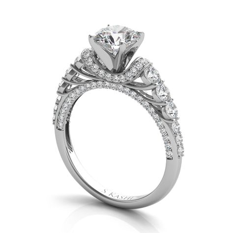 This engagement ring is available in 14K White Gold. There are a total of 84 stones. There are round diamonds with a total carat weight of 0.97ct set in a Micro Pave / Micro Prong / Prong Set setting, and Style # EN7332WG $4,350.00 * Center Stone Not Included Engagement Wedding Ring, Jewellery Ideas, Buying Diamonds, Jewelry Manufacturers, Diamond Jewellery, Micro Pave, Engagement Wedding, Prong Setting, Innovation Design