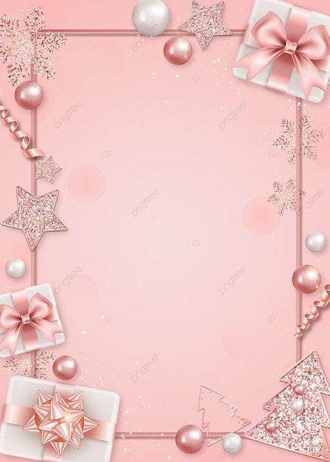 Christmas Rose Gold Star Gift Box Border Background Christmas Design Background, Pink Christmas Template, Christmas Gift Wallpaper, Gift Card Design Ideas, Gold Star Wallpaper, Christmas Rose Gold, Pink Christmas Background, Gift Background, Xmas Background