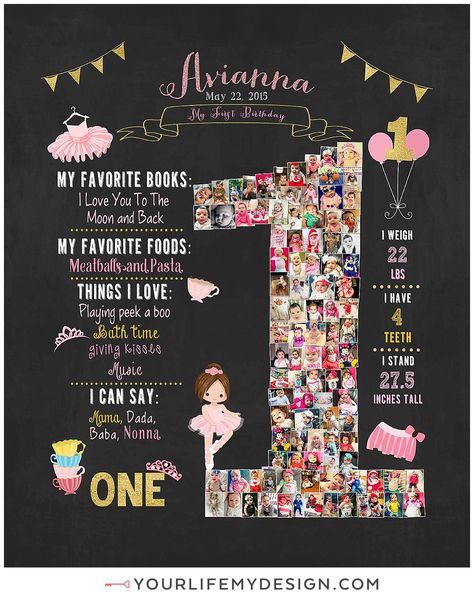 Ballerina Collage, Collage Website, Collage Decor, Kids Collage, My First Birthday, Birthday Photo Collage, Baby Theme, Happiest Birthday, Birthday Collage