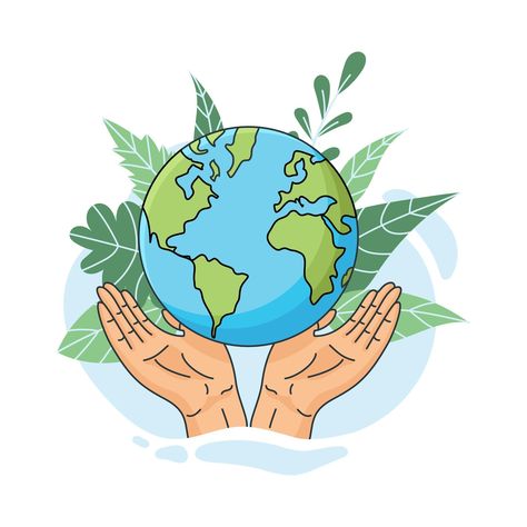 Save the planet. Hands holding globe, earth. Earth day concept. Vector illustration of icons about environmental protection and nature conservation. Earth With Hands, Save Nature Drawing, Save The Planet Aesthetic, Environmental Drawing, Day Of Earth, Pake Ko, Hands Holding Earth, Environment Drawing Ideas, Mother Earth Drawing