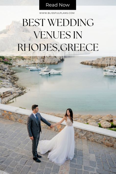 Wedding Venues in Rhodes Rhodes Wedding, Wedding In Greece, Rhodes Greece, Blue Bay, Luxury Wedding Venues, Greece Wedding, Luxury Destination Wedding, The Embrace, Aegean Sea