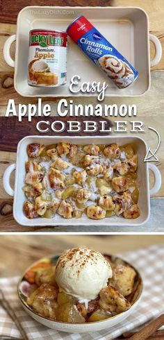 Cinnamon Roll Apple Cobbler, Apple Cobbler, Apple Pie Filling, Quick Easy Desserts, Dessert Dips, Cobbler Recipes, 2 Ingredient, Apple Pies Filling, Apple Cinnamon