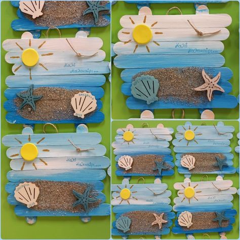 Seaside Craft, Beach Crafts For Kids, Stick Art, Ocean Crafts, Summer Crafts For Kids, Sea Crafts, Fun Easy Crafts, Vbs Crafts, Art Activities For Kids