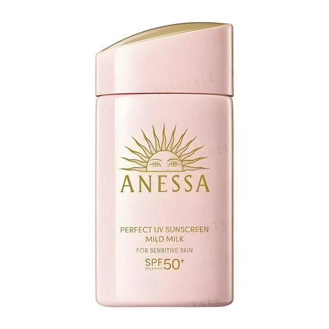 Shiseido - Anessa Perfect UV Sunscreen Mild Milk SPF 50+ PA++++ | YesStyle Anessa Uv Sunscreen, Sunscreen Aesthetic, Pink Sunscreen, Uv Sunscreen, Asian Skin, Sunscreen Stick, Chemical Sunscreen, Asian Skincare, Face Beauty