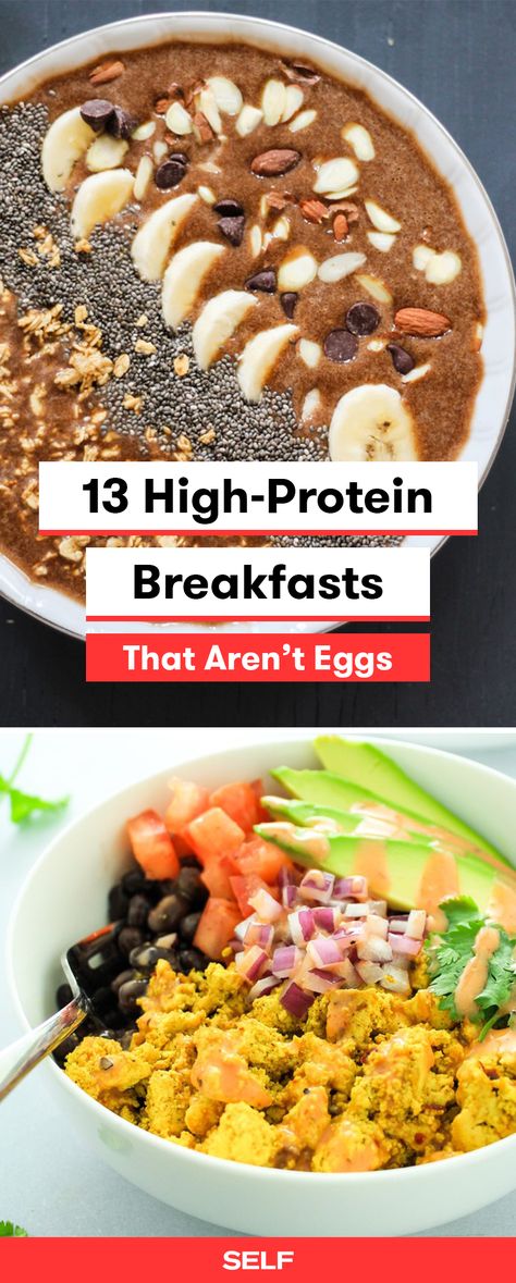 These high protein breakfasts are egg-free and totally healthy. Whether you have plenty of time or you're on the go, these meals are easy to make if you're looking for a filling breakfast with no eggs. High Protein Breakfasts, Eggless Breakfast, Protein Breakfasts, Protein Packed Smoothies, Egg Free Breakfast, Desayuno Keto, High Protein Breakfast Recipes, Healthy Protein Snacks, Recetas Keto