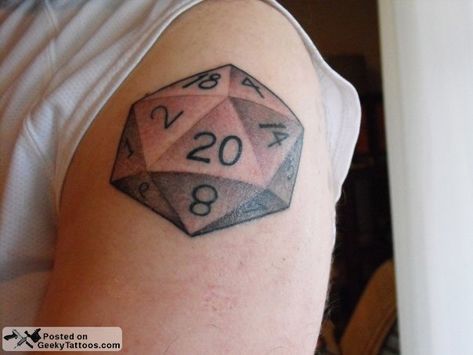 Geeky Tattoos - Part 42 D20 Tattoo Simple, D20 Tattoo, 20 Tattoo, Dice Tattoo, Uv Tattoo, Nerd Tattoo, L Tattoo, Geek Tattoo, Wrist Tattoo