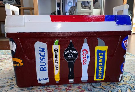 Fraternity Cooler, Formal Cooler Ideas, Formal Cooler, Fraternity Coolers, Save Water Drink Beer, Cooler Ideas, Rose Ball, Frat Coolers, Bruins Hockey