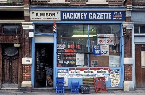 Hackney 1980’s #London London Corner Shop, Corner Shop Uk, British Corner Shop, Hackney Aesthetic, London 80s, 1980s London, Arthouse Cinema, British Culture, Hackney London