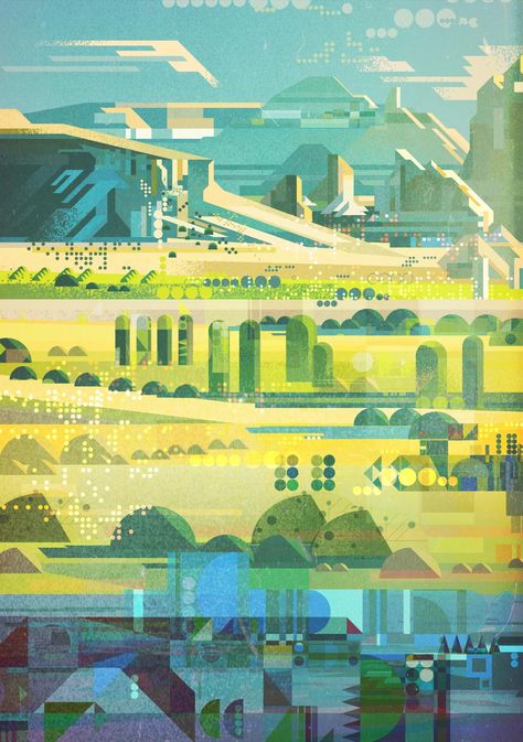 James Gilleard on Twitter: "Landscapes… " Bel Art, Japanese Artwork, Photography Illustration, Background Art, Landscape Illustration, Retro Illustration, Environment Design, New Energy, Flat Illustration