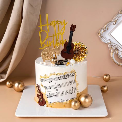 Musical Theme Cake Ideas, Music Themed Cakes For Boys, Music Theme Cake Ideas, Guitar Theme Cake, Music Note Birthday Cake, Musical Birthday Cake, Music Cake Ideas, Musical Cakes, Music Birthday Cakes