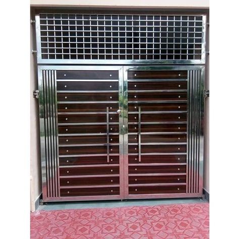 Polished Silver Designer Stainless Steel Gate, Rs 500 /kilogram Nirmala Interior | ID: 20789956012 Reling Design, Ss Gate, Pagar Modern, Latest Gate Design, Modern Steel Gate Design, Main Gate Designs, Modern Main Gate Designs, Steel Gates, Steel Railing Design